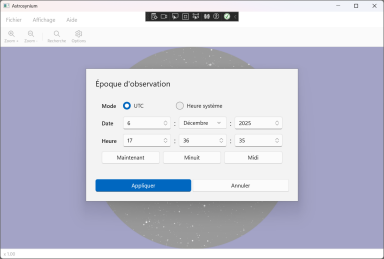 Logiciel Astrosynium - Capture d'écran - Cliquez pour agrandir