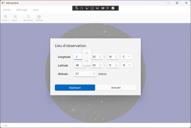 Logiciel Astrosynium - Capture d'écran - Cliquez pour agrandir